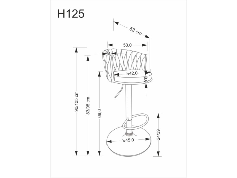 Hoker H125 , nogi - czarny, siedzisko - popielaty - Halmar