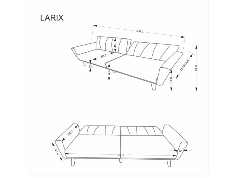 Sofa LARIX popielaty - Halmar