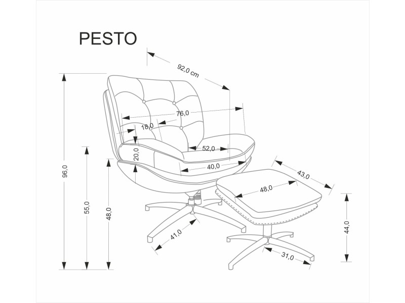 Fotel PESTO z podnóżkiem / funkcja kołyski, beżowy - Halmar