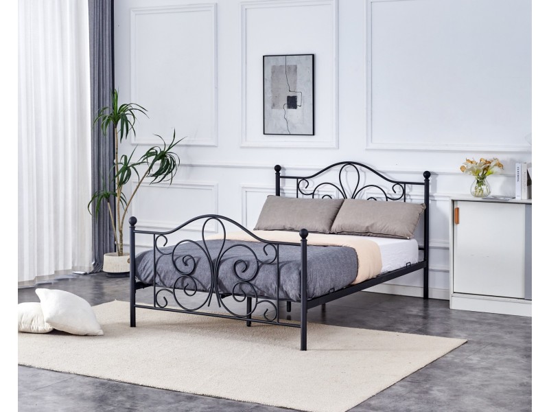 Łóżko PANAMA 140 cm metalowe czarny - Halmar