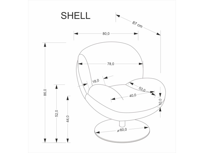 Fotel SHELL wypoczynkowy, popielaty - Halmar