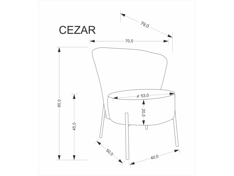 Fotel CEZAR wypoczynkowy, popielaty - Halmar