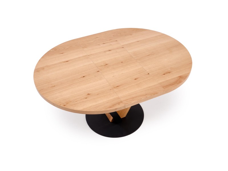 Stół FANIS okrągły rozkładany, naturalny / czarny - Halmar