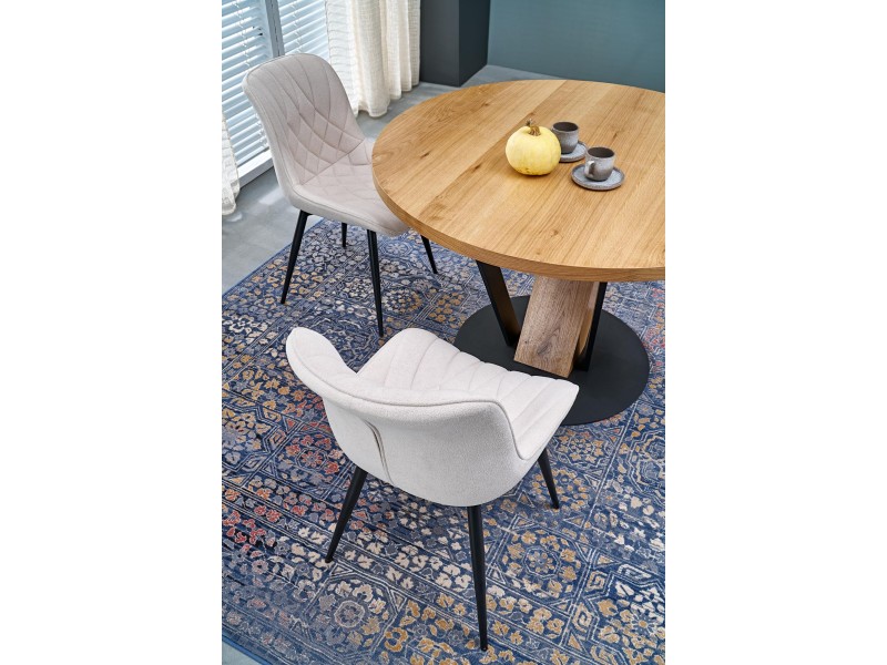 Stół FANIS okrągły rozkładany, naturalny / czarny - Halmar