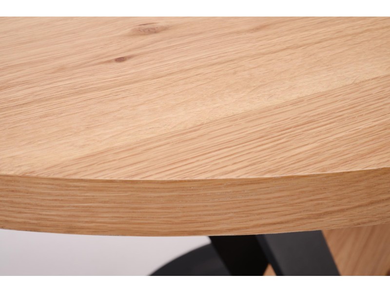 Stół FANIS okrągły rozkładany, naturalny / czarny - Halmar