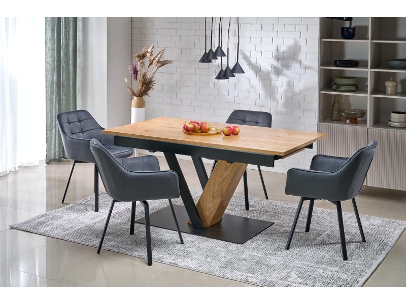 Stół FANIS rozkładany, naturalny / czarny - Halmar