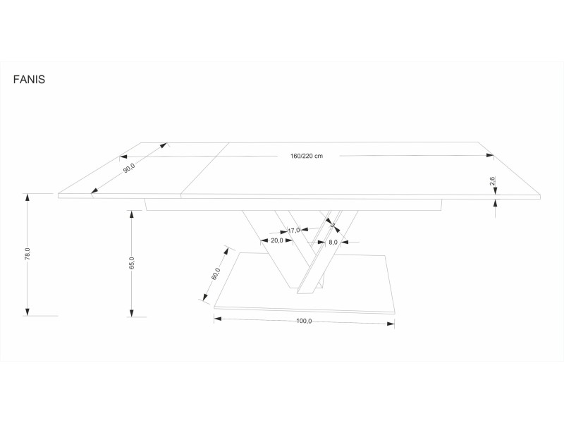 Stół FANIS rozkładany, naturalny / czarny - Halmar