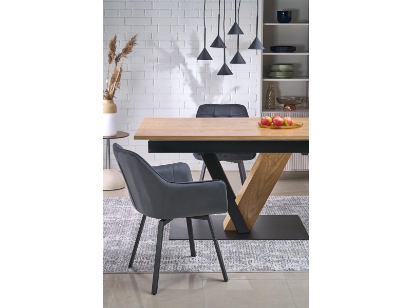 Stół FANIS rozkładany, naturalny / czarny - Halmar