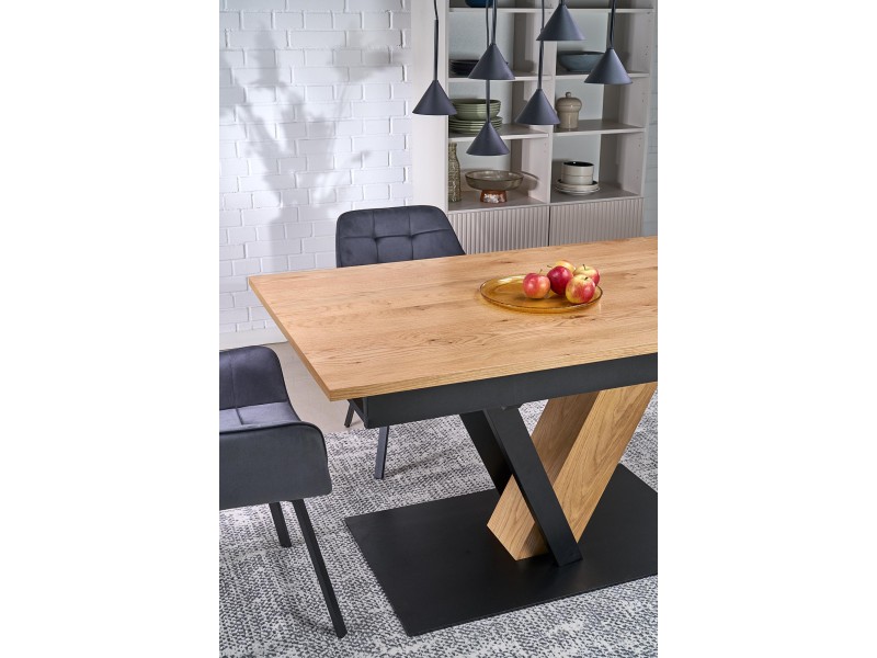 Stół FANIS rozkładany, naturalny / czarny - Halmar