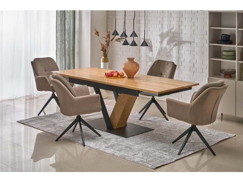 Stół FANIS rozkładany, naturalny / czarny - Halmar