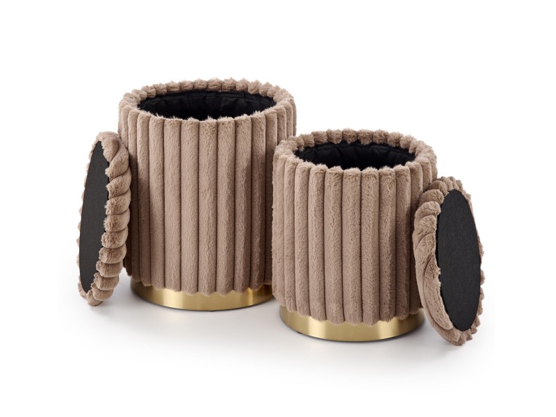 FIDO zestaw 2 puf, cappuccino / złoty - Halmar