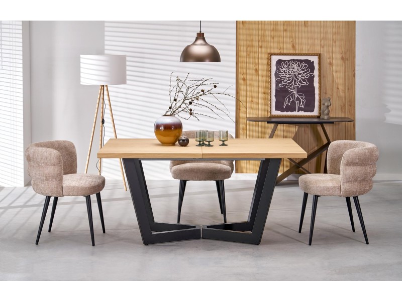 Stół MASSIVE 2 rozkładany 160-250x90x77 cm dąb naturalny/czarny - Halmar