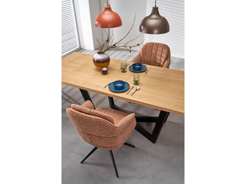 Stół MASSIVE 2 rozkładany 160-250x90x77 cm dąb naturalny/czarny - Halmar