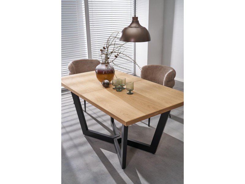 Stół MASSIVE 2 rozkładany 160-250x90x77 cm dąb naturalny/czarny - Halmar