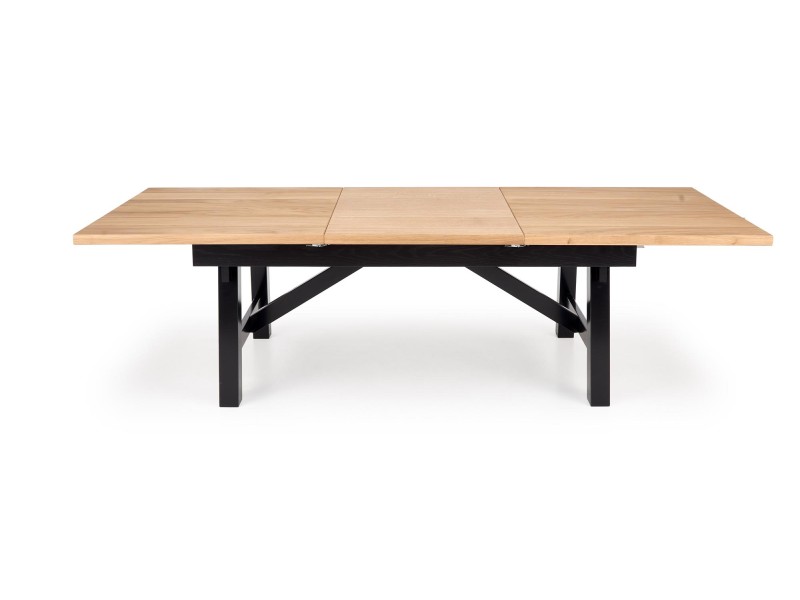 Stół FIESTA rozkładany 200-280x100x77 cm dąb naturalny/czarny - Halmar