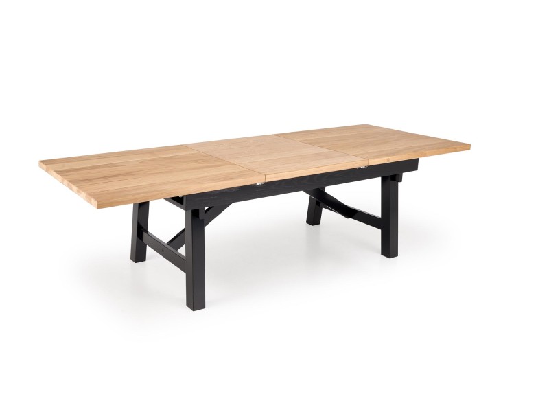 Stół FIESTA rozkładany 200-280x100x77 cm dąb naturalny/czarny - Halmar