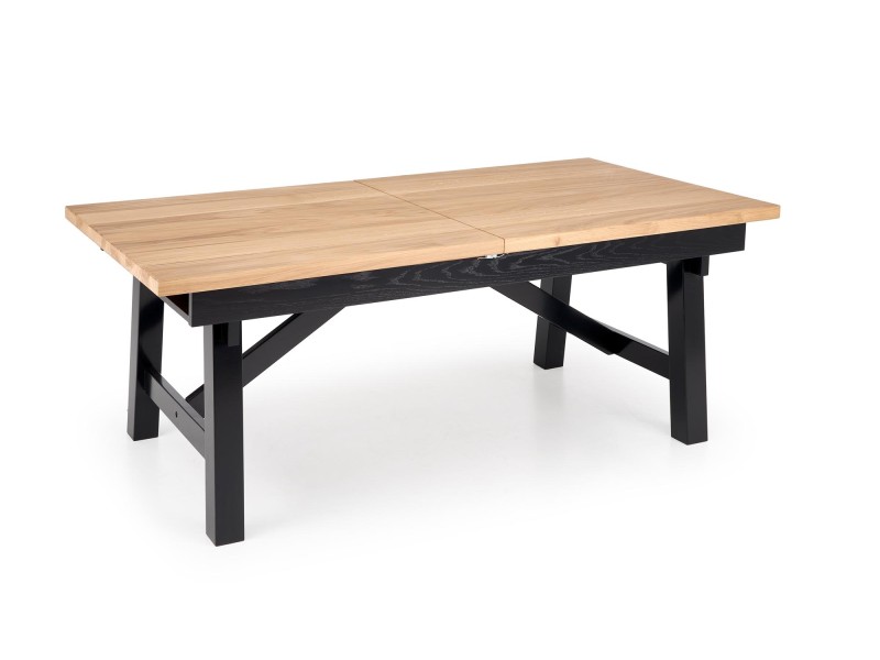 Stół FIESTA rozkładany 200-280x100x77 cm dąb naturalny/czarny - Halmar
