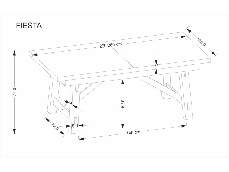 Stół FIESTA rozkładany 200-280x100x77 cm dąb naturalny/czarny - Halmar