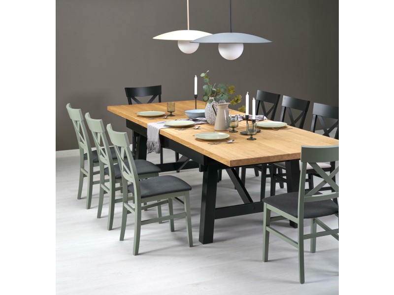 Stół FIESTA rozkładany 200-280x100x77 cm dąb naturalny/czarny - Halmar