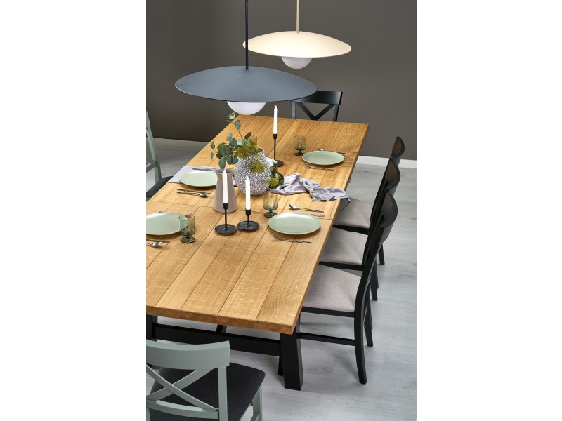 Stół FIESTA rozkładany 200-280x100x77 cm dąb naturalny/czarny - Halmar