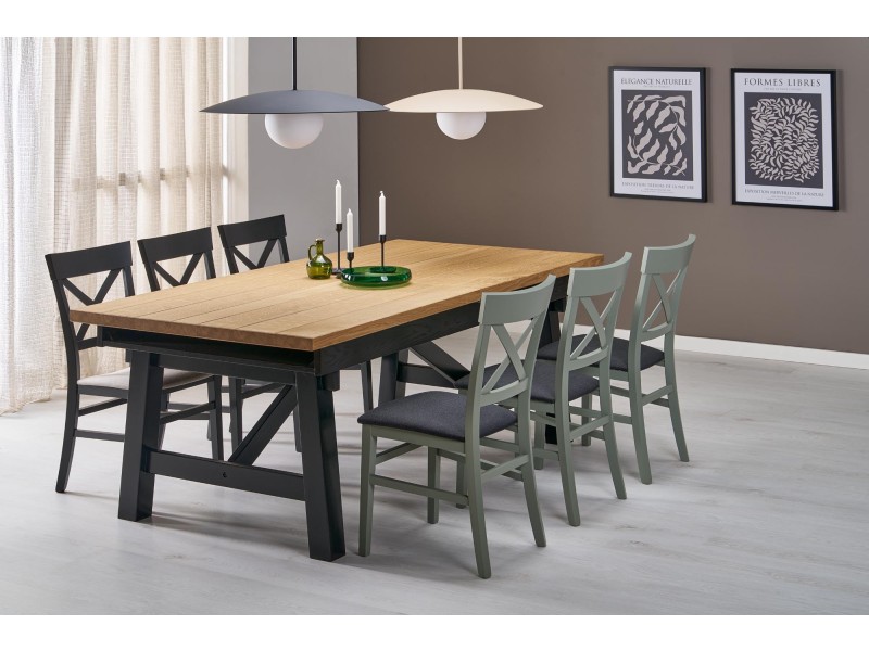 Stół FIESTA rozkładany 200-280x100x77 cm dąb naturalny/czarny - Halmar