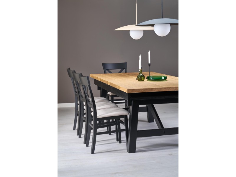 Stół FIESTA rozkładany 200-280x100x77 cm dąb naturalny/czarny - Halmar