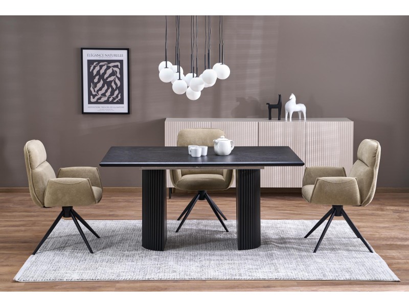 Stół BOLERO rozkładany 160-250x90x78 cm dąb naturalny/czarny - Halmar