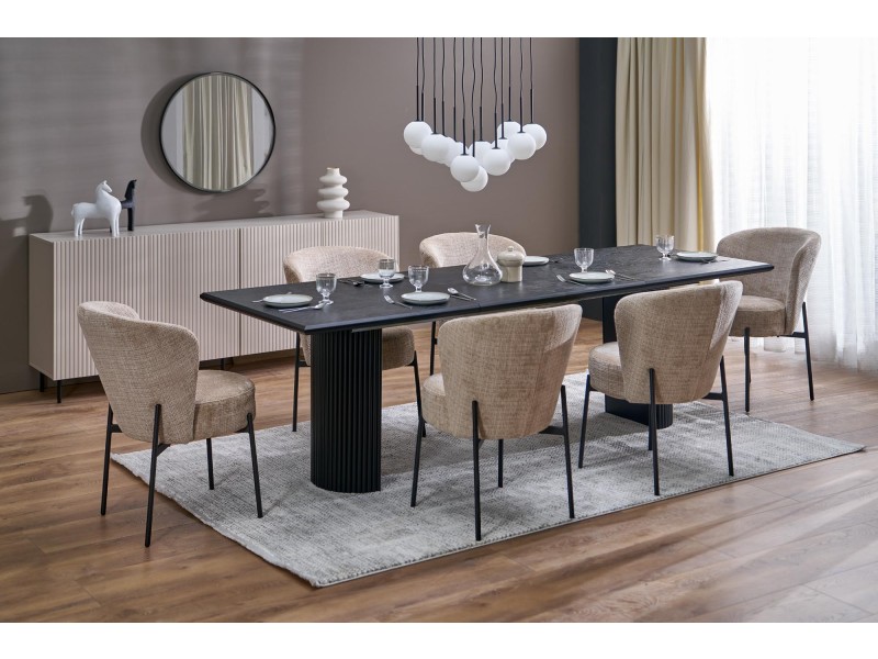 Stół BOLERO rozkładany 160-250x90x78 cm dąb naturalny/czarny - Halmar