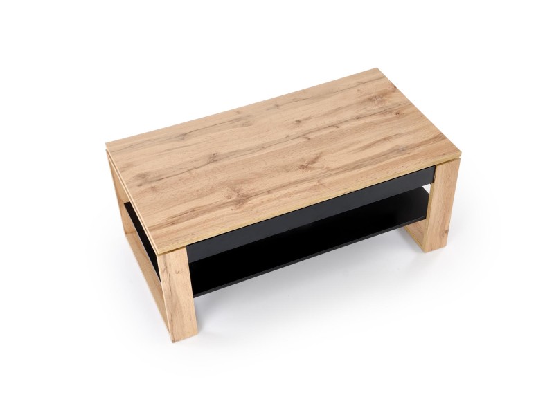 Ława BETTY z podnoszonym blatem dąb artisan / czarny - Halmar