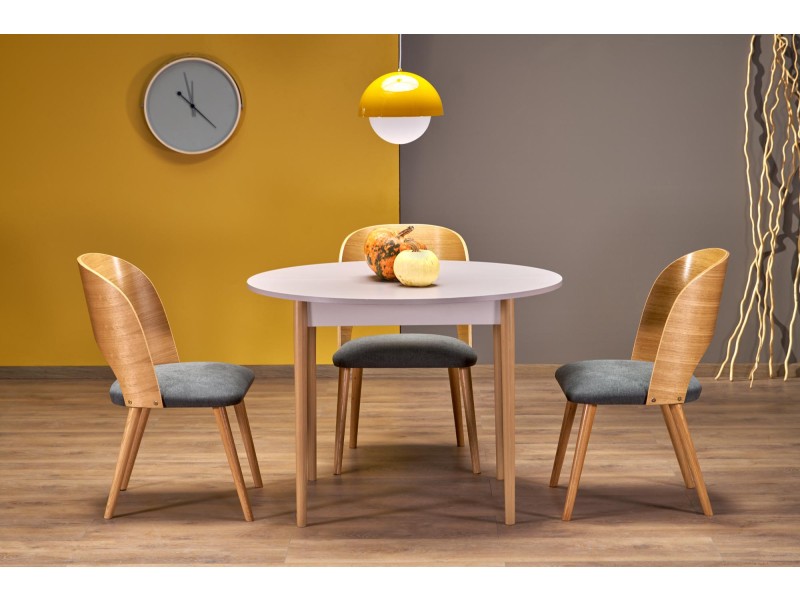 Stół PIVOT rozkładany 102-142x102x75 cm, blat - kaszmir, nogi - naturalny - Halmar