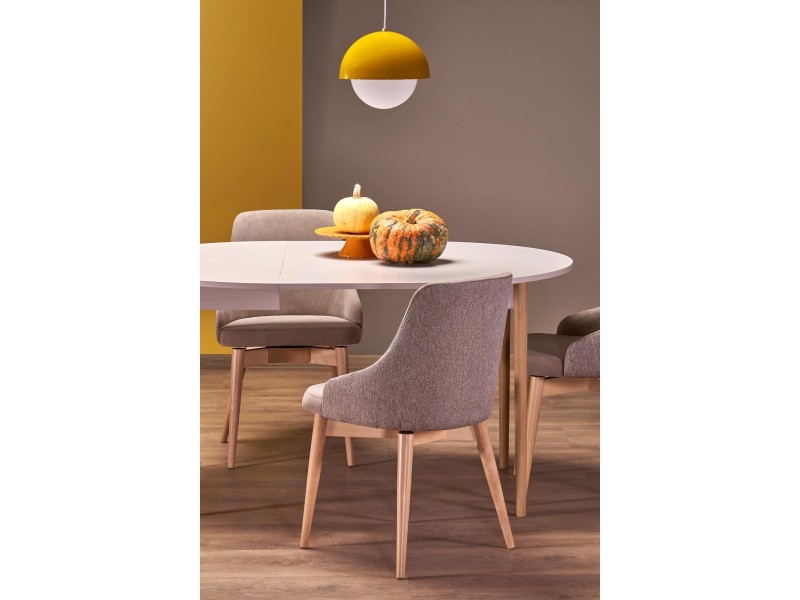 Stół PIVOT rozkładany 102-142x102x75 cm, blat - kaszmir, nogi - naturalny - Halmar