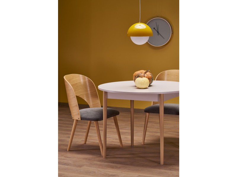 Stół PIVOT rozkładany 102-142x102x75 cm, blat - kaszmir, nogi - naturalny - Halmar