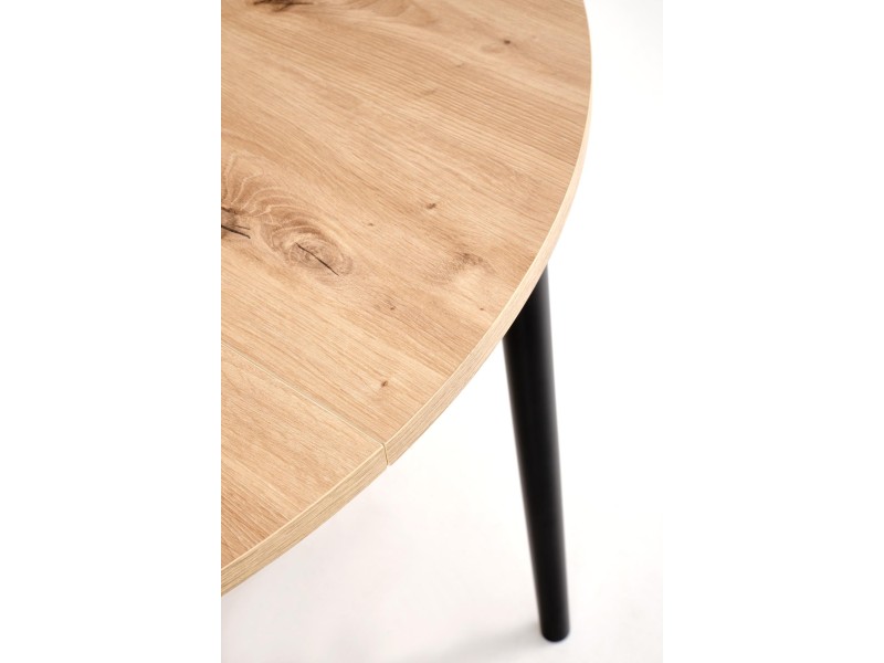 Stół PIVOT rozkładany 102-142x102x75 cm, blat - dąb artisan, nogi - czarny - Halmar