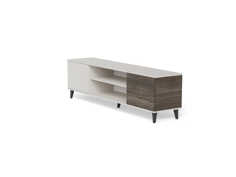 Stolik RANDOM 2 RTV-K RTV 180 cm z kominkiem kaszmir / orzech / czarny - Halmar