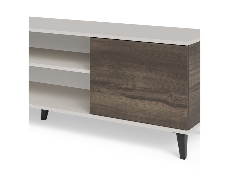 Stolik RANDOM 2 RTV-K RTV 180 cm z kominkiem kaszmir / orzech / czarny - Halmar