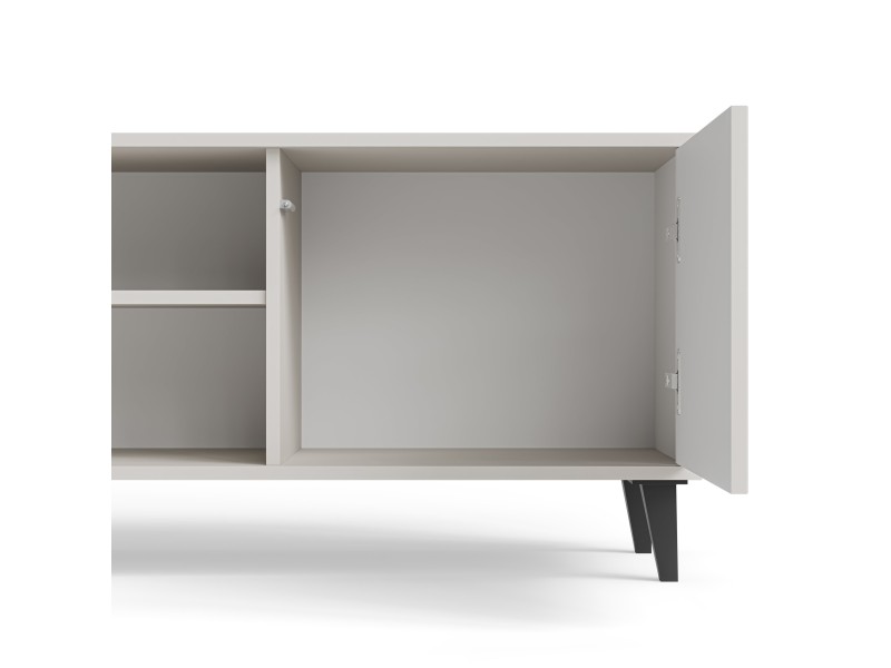 Stolik RANDOM 2 RTV-K RTV 180 cm z kominkiem kaszmir / orzech / czarny - Halmar