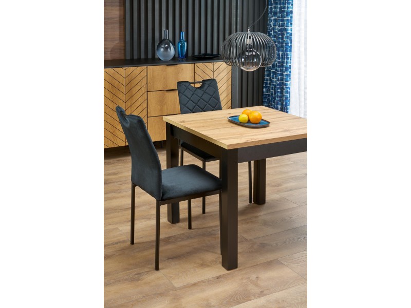 Stół QUBIK rozkładany 80-200/80/76 cm dąb artisan/czarny - Halmar