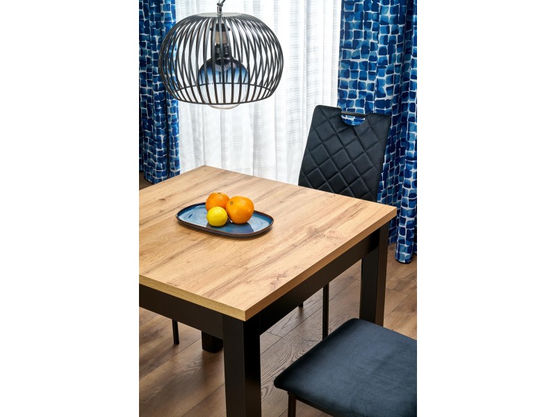Stół QUBIK rozkładany 80-200/80/76 cm dąb artisan/czarny - Halmar