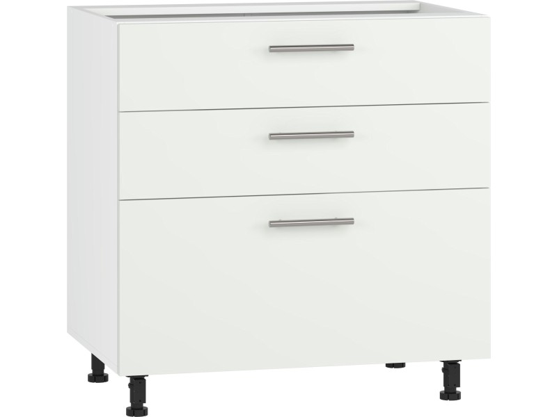 Szafka VENTO D3S-80/82 dolna z szufladami, mechanizm Hettich front: biały mat - Halmar