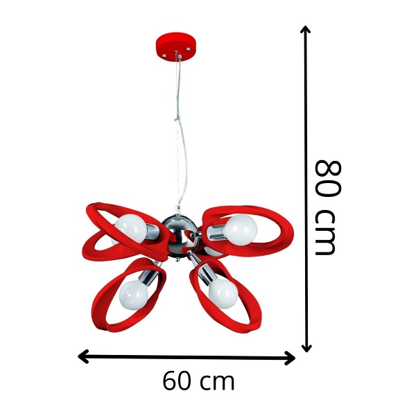 Żyrandol Emma 6 czerwony Lampex