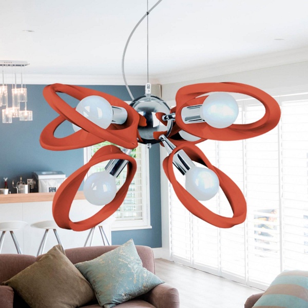 Żyrandol Emma 6 czerwony Lampex