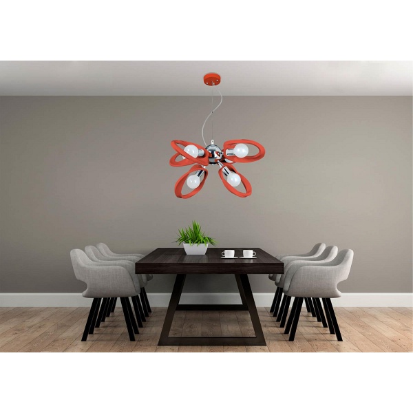 Żyrandol Emma 6 czerwony Lampex