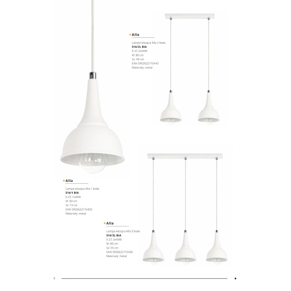 Lampa wisząca Alla 2 czarna Lampex