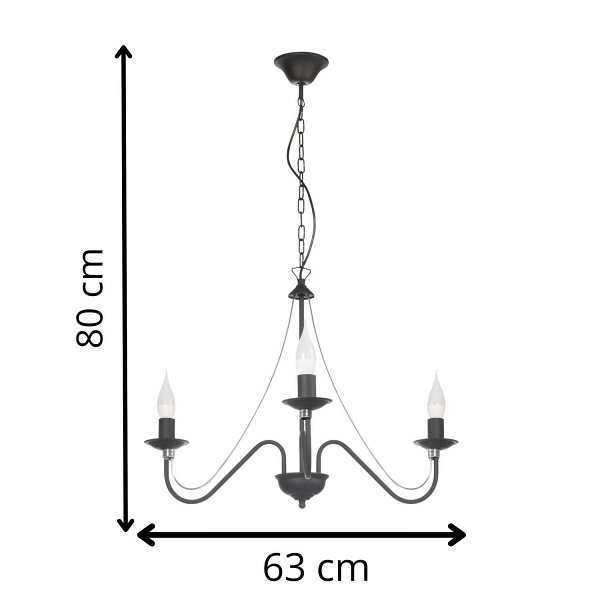 Żyrandol Monic 3 czarny Lampex