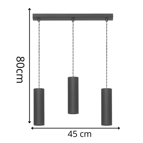 Lampa wisząca Rollg 3 czarna Lampex