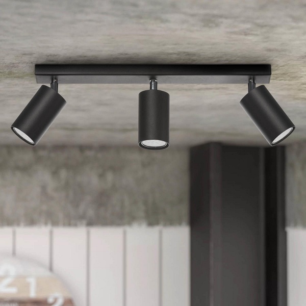 Plafon Rolos 3 czarny Lampex