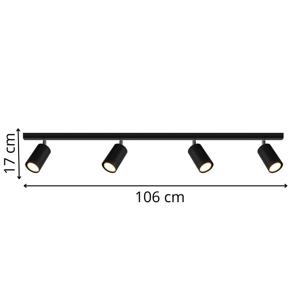 Plafon Rolos 4 czarny Lampex