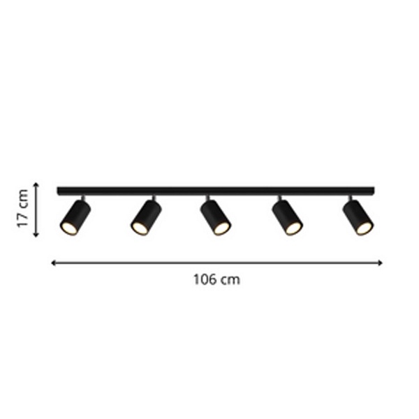 Plafon Rolos 5 czarny Lampex