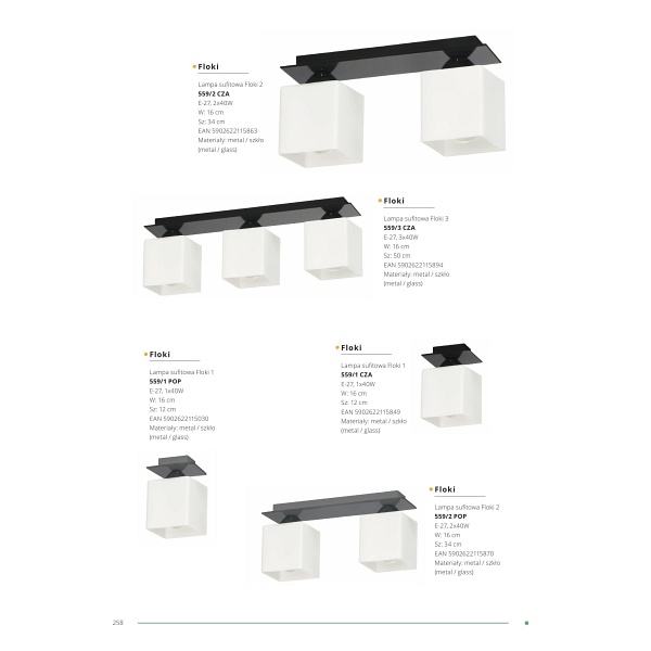 Lampa sufitowa Floki 3 biała Lampex