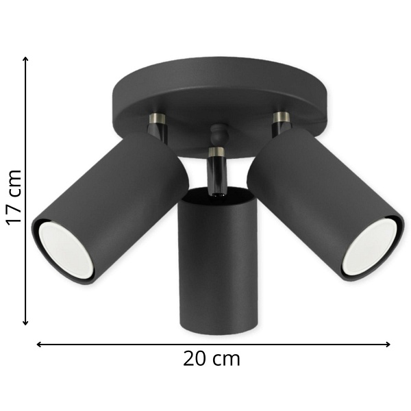 Plafon Rolos 3A czarny Lampex